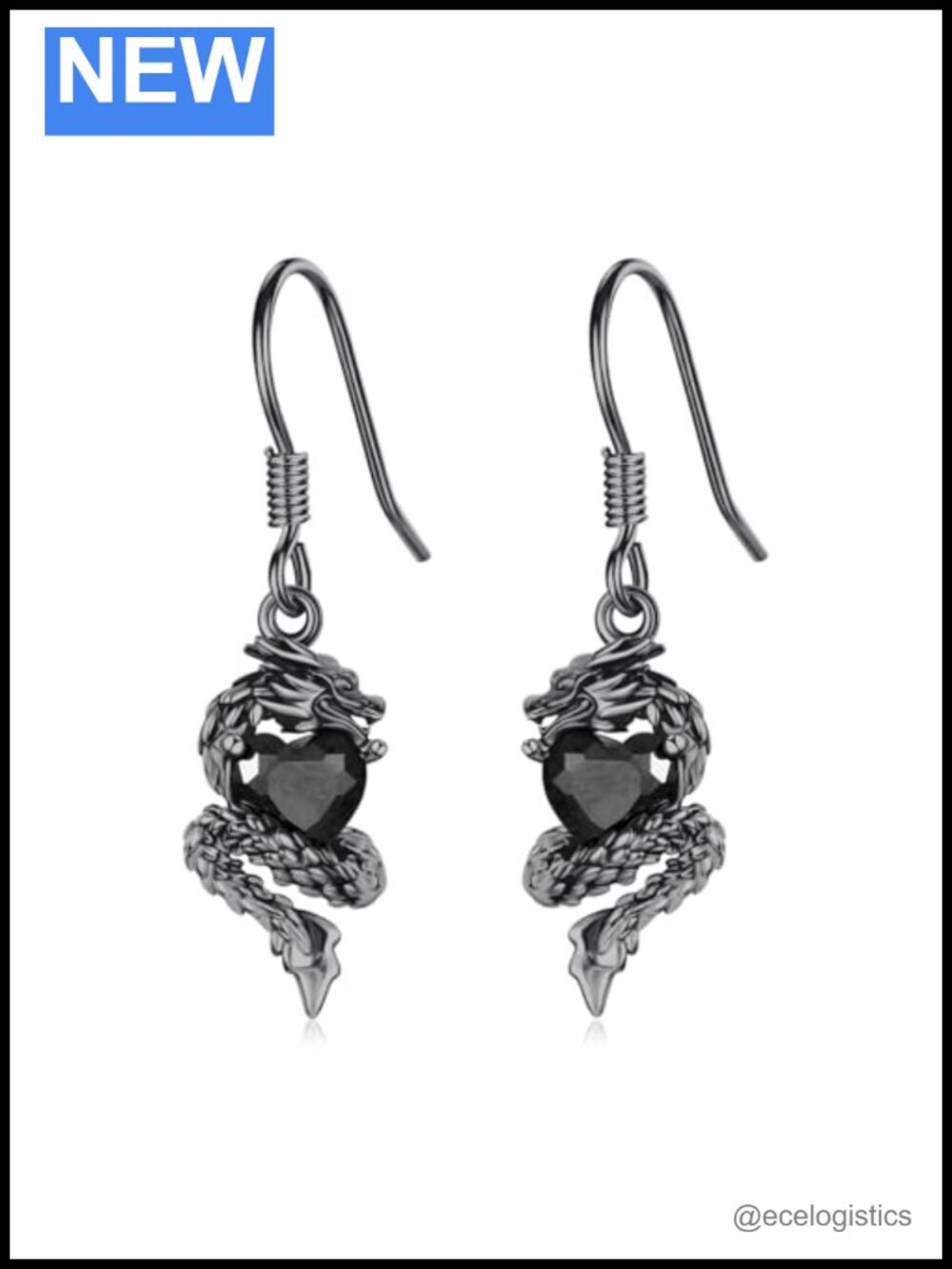 Dragon Drop Earrings Cubic Zirconia Heart Dragon Jewelry Gift